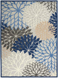Nourison Aloha Indoor/Outdoor Blue/Multicolor 10' X 14' Area Rug, Tropical, Botanical, Easy Cleaning, Non Shedding, Bed Room, Li