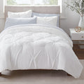 Serta Simply Clean Lightweight 7 Piece Pleated Bed In A Bag For All Season, Queen, White