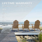 Lue Bona Adirondack Chairs Set Of 4, Brown Poly Adirondack Chairs With Cup Holder, 350Lbs Modern Adirondack Chair Weather Resistant, Outdoor Patio Chair For Fire Pit, Patio, Law, Balcony, Backyard