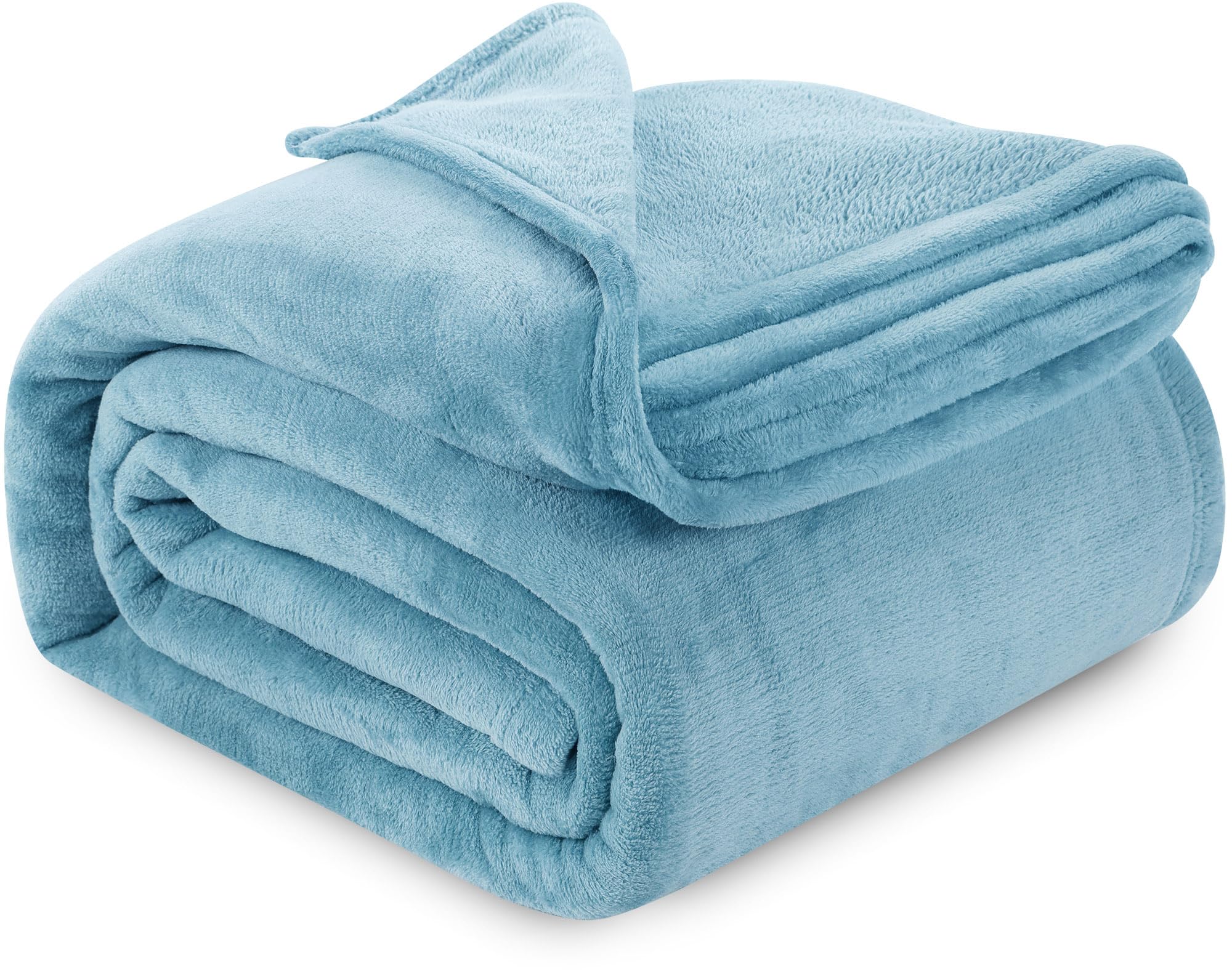 Utopia Bedding Washed Blue Fleece Blanket Twin Size Lightweight Fuzzy Soft Anti-Static Microfiber Bed Blanket (90X66 Inch)