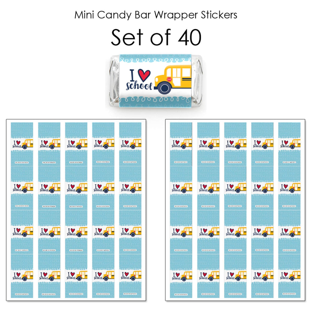 Big Dot Of Happiness Back To School - Mini Candy Bar Wrapper Stickers - First Day Of School Classroom Decorations Small Favors -