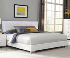 Coaster Home Furnishings Felicity Contemporary Leatherette Upholstered California King Size LED Panel Bed Frame 49-inch Headboard White High Gloss 203500KW