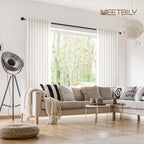 Meetbily 92 Inches Long Modern Farmhouse Linen Curtains For Living Room Rod Pocket Back Tab Sheer Ivory Off White Curtains Neutr