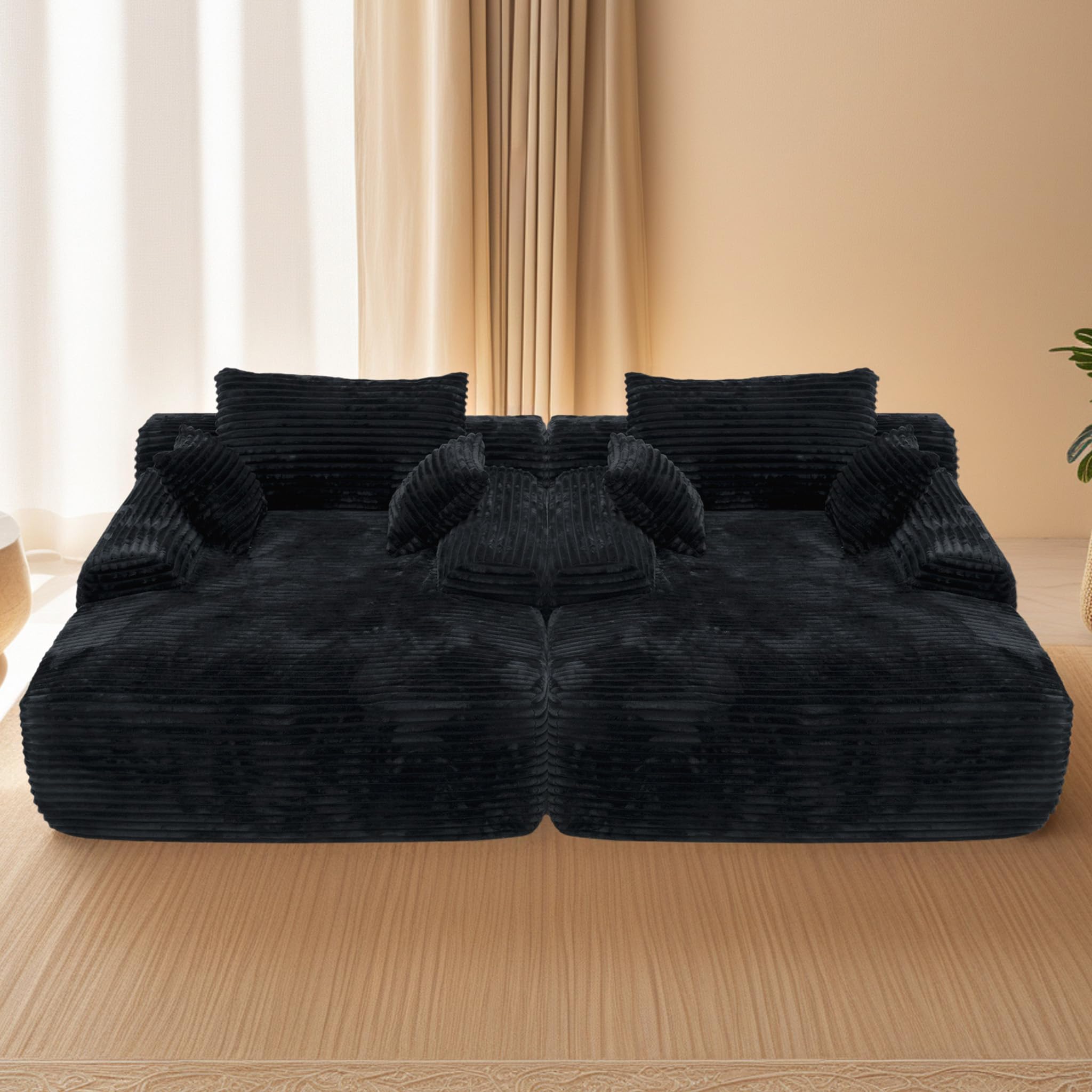 Poem Panda 98 ' ' Oversized Sofa Bed Couch, Chaise Lounge Reading Recliner Chair Indoor, Cloud Memory Foam Boneless Couches For