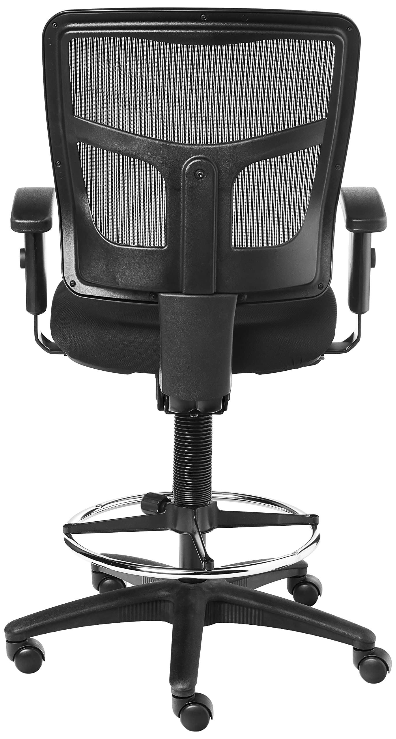 Lorell LLR86801 Ratchet Mesh Mid-Back Stool Chair, Black