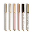 U Brands Catalina Felt Tip Pens, Set Of 6, Classic Chic Stripes And Dots With Gold Details, Medium (0.7 Mm) Point, Black Ink