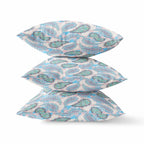 HomeRoots Peach Pink 20â€ Blue Green Boho Paisley Zippered Suede Throw Pillow