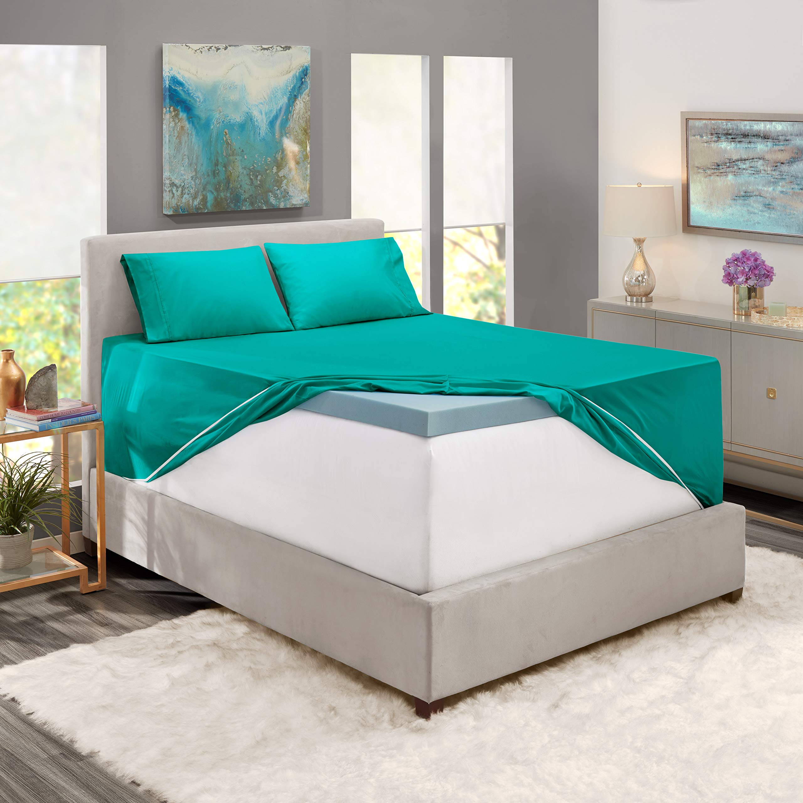 Hearth & Harbor Extra Deep Pocket Queen Sheets Sets - Fits Mattress 18-24 Inches Deep - Extra Deep Pocket Sheets - 6 Piece - Tea