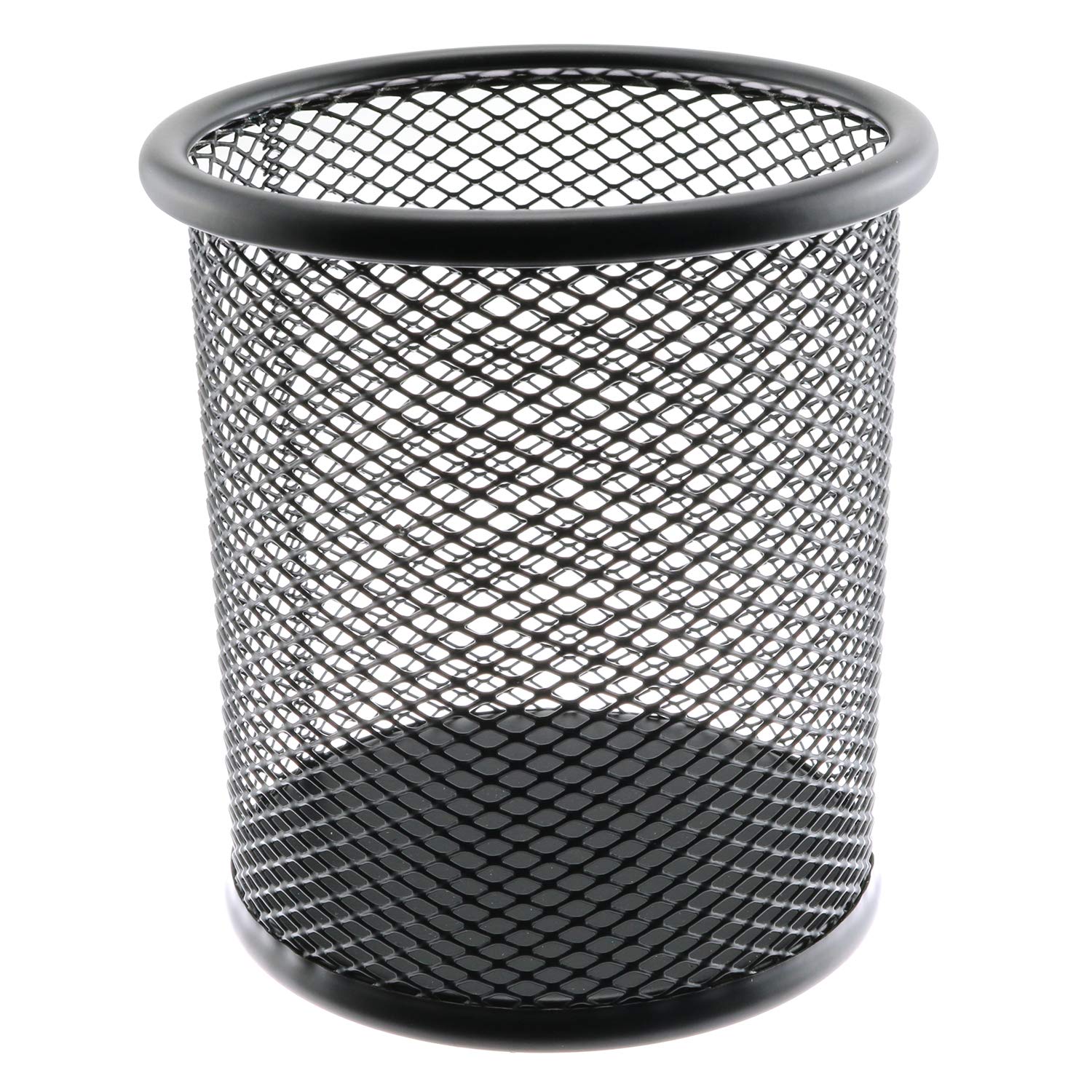 Ruiling 1-Pack Mesh Pen Holder Round Shape Pencil Container Multipurpose Metal Hollow Out Desktop Storage Organizer For Student