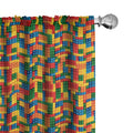 Ambesonne Building Blocks Window Curtains, Themed Digital Design Toy Dotted Matching Rectangles Print, Lightweight Decor 2-Panel