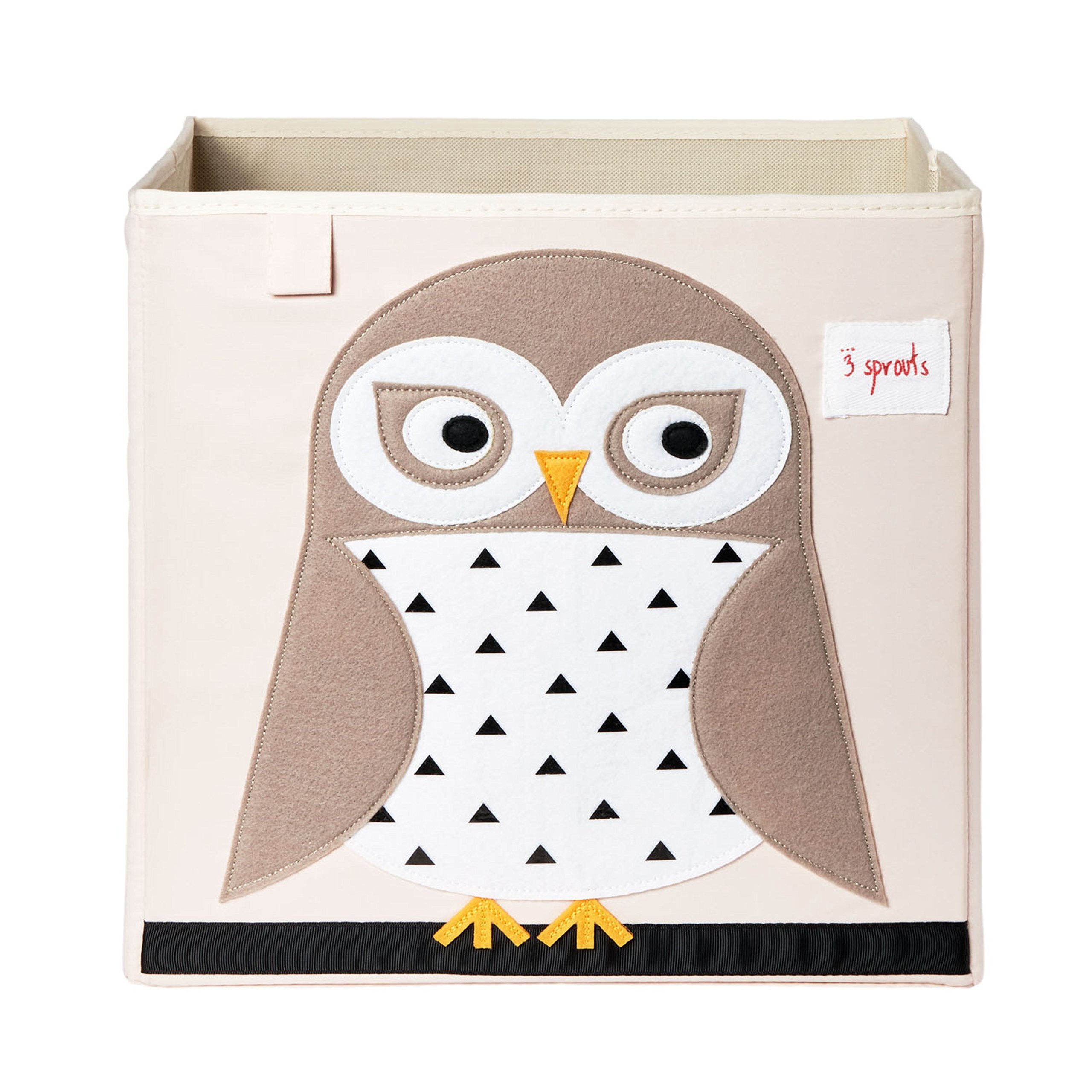 3 Sprouts Toy Storage Organizer: Toy Box Cube Organizer for Playroom, Nursery - Foldable Storage Bin - Owl