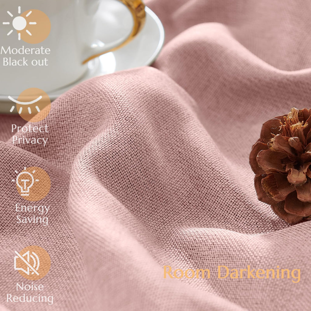Jinchan Pink Linen Textured 75% Blackout Curtain 96 Inch Long For Living Room Darkening Curtain Pink Thermal Insulated Grommet Top Window Drape For Bedroom Curtain Pink 1 Panel Dusty Pink