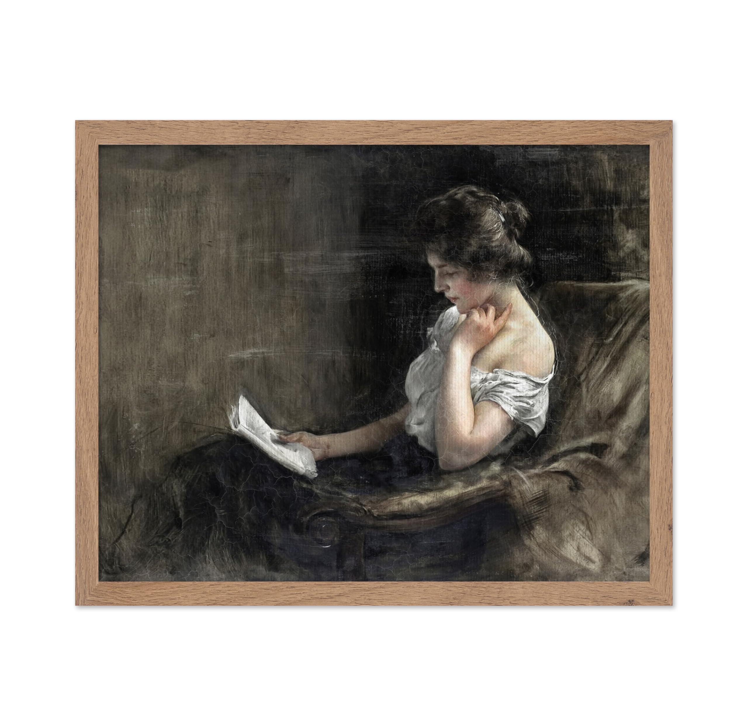Poster Master Vintage Young Woman Reading Poster - Retro Woman Portrait Print - Minimal Art - Abstract Art - Gift for Men & Wome