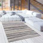 HomeRoots 100% Polypropylene 2’ x 8’ Blue and Beige Distressed Stripes Runner Rug