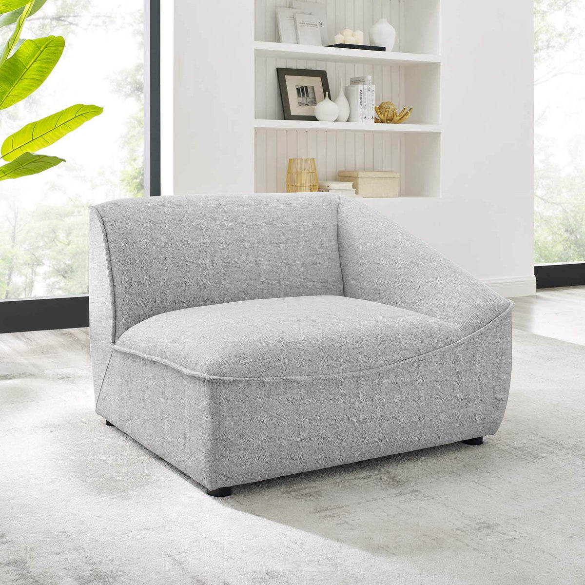 Modway Comprise Fabric Upholstered Sectional, Right-Arm Chair, Light Gray