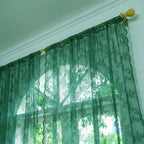 Deeprove Dark Emerald Green Lace Sheer Curtains 84 Inches Long 2 Panels Set, Hunter Florals Vintage Window Treatment Xmas Christ