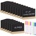 ALOTCHE Mini Chalkboard Signs with Stand, 16 Pack Reusable Wooden Tabletop Chalkboard 4 X 3 Inch, Buffet Food Signs for Party Bl