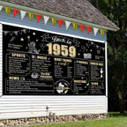 Eiurteao 65Th Birthday Decorations Back In 1959 Banner Backdrop For Women Men, Black Gold Happy 65 Birthday Sign Poster Party Su