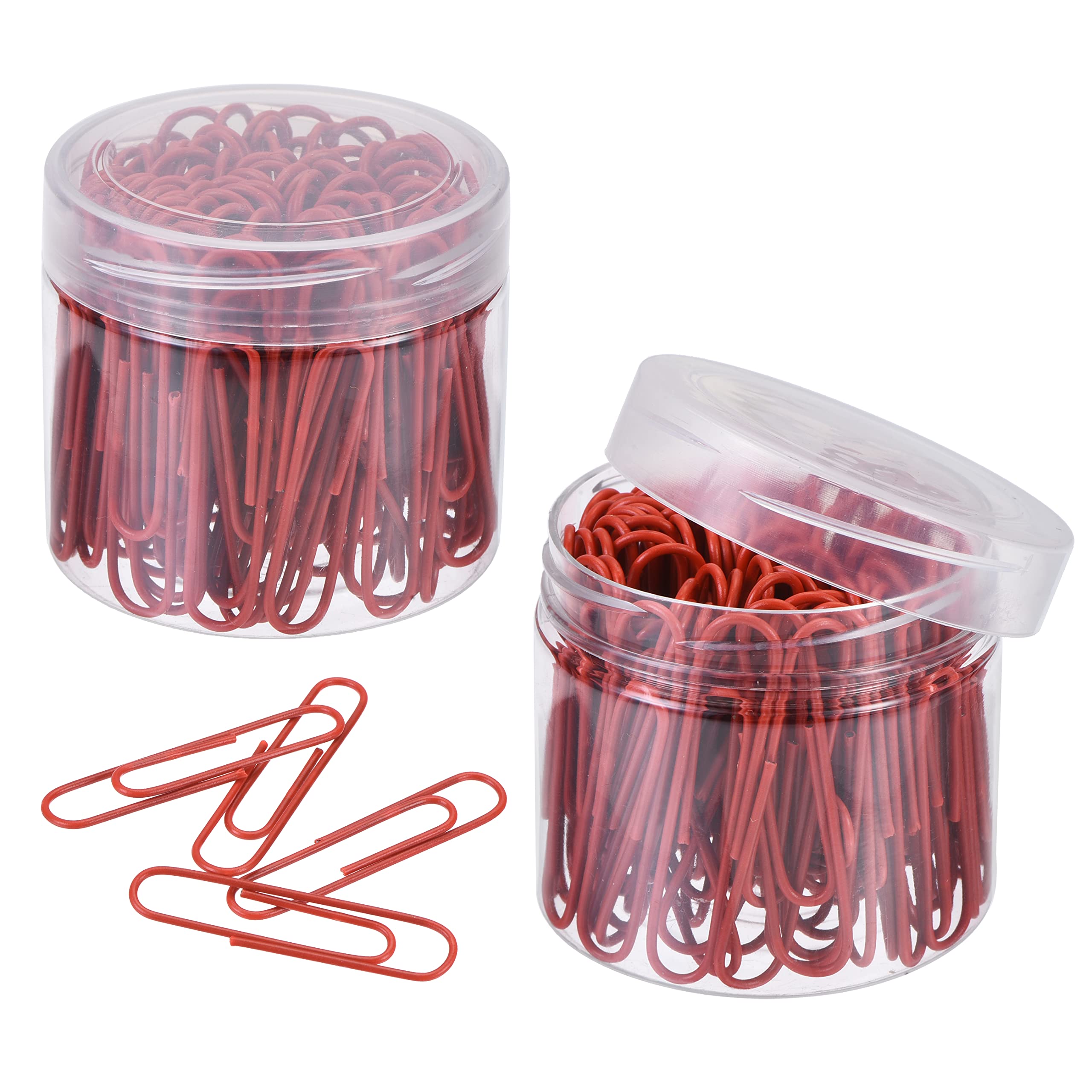 Meccanixity Paper Clips Medium Size 2 Inch Vinyl Coated To Prevent Tearing Pages With Box For Organize Office Home Red Count 200