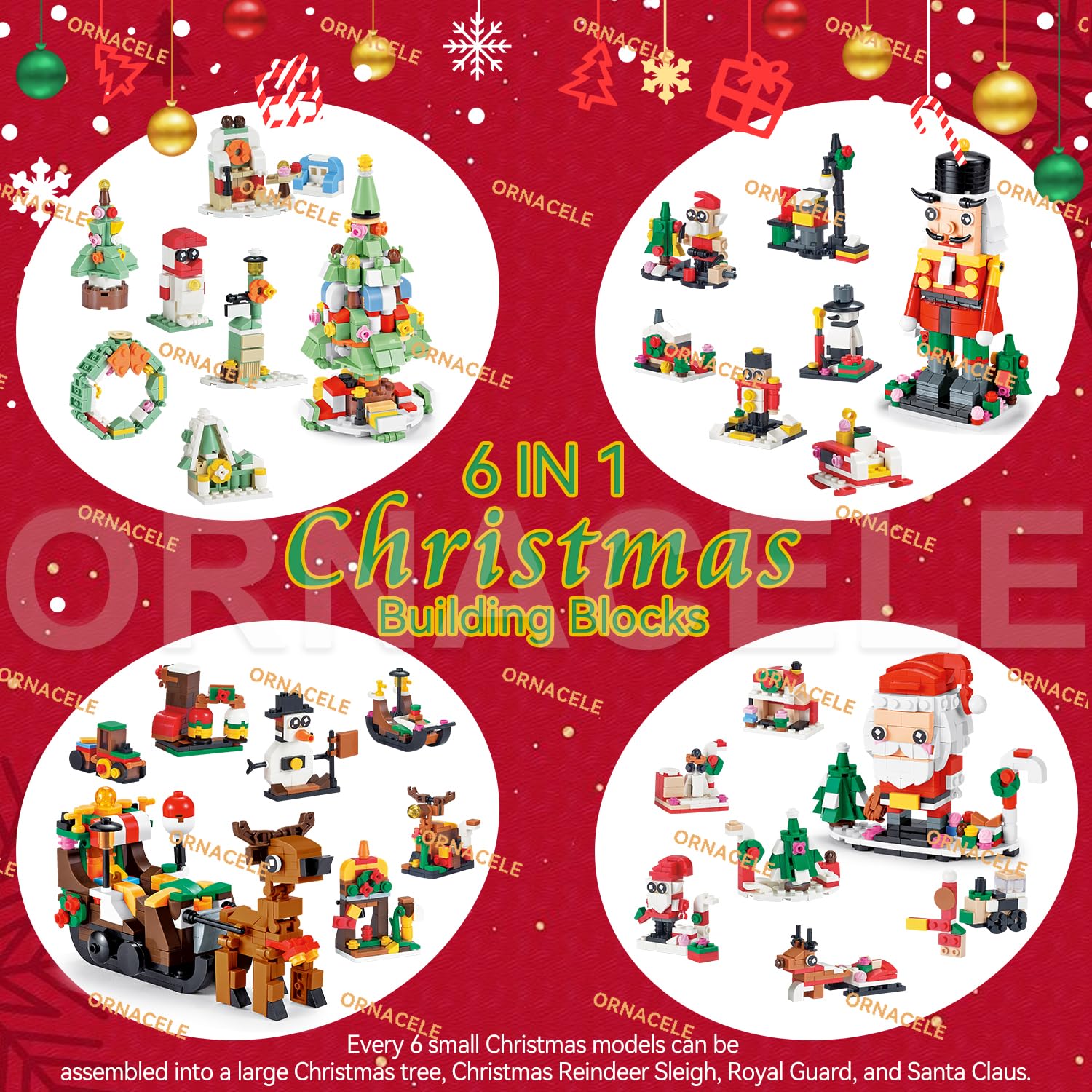 Christmas Advent Calendar 2024, 6 In 1 Building Blocks, 24 Days Countdown Calendar Toys For Kids, Christmas Building Toys Party