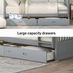 Merax Wood Bunk Bed With Drawers,Convertible Wood Bunk Bed With Ladders And Two Storage Drawers,Solid Wood Detachable Bunk Bed Frame With Ladders,Twin Over Twin Size,Grey