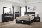 Coaster Home Furnishings Miranda Contemporary 5-Piece Bedroom Set Eastern King Size Storage Panel Bed Frame 50-inch Headboard Black 206361KE-S5
