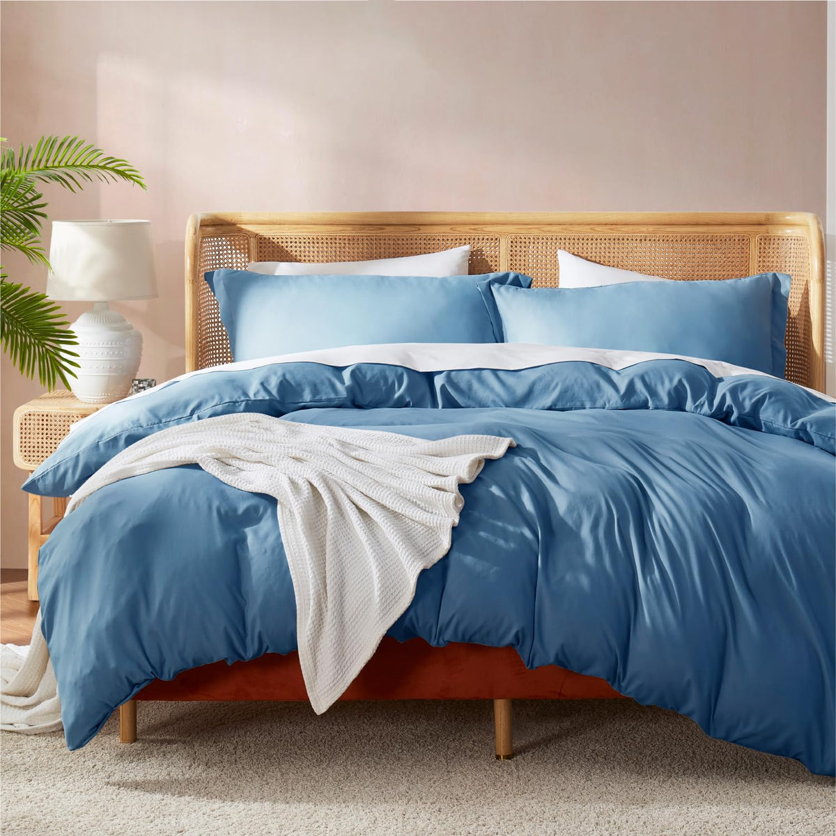 Nestl Blue Heaven California King Duvet Cover Sets - Soft Double Brushed Cal King Duvet Cover, 3 Piece, With Button Closure, 1 D