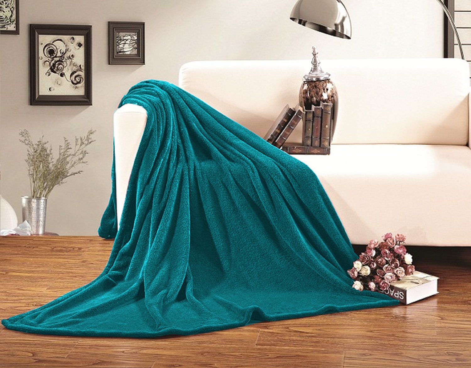 Elegant Comfort Luxury Velvety Softness Fuzzy Plush Micro-Velour Ultra-Soft Blanket , King/California King, Teal