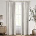 Unique 78 Inch Pinch Pleated Curtains Blackout for Bedroom 2 Panel Set, Neutral Cream Linen Blend Pleat Memory Trained Drapes Ro