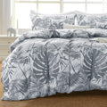 Muxhomo Duvet Cover King Size, Reversible Floral Black & Grey Duvet Cover Set With Zipper Closure, 3 Pieces Botanical Patterns S