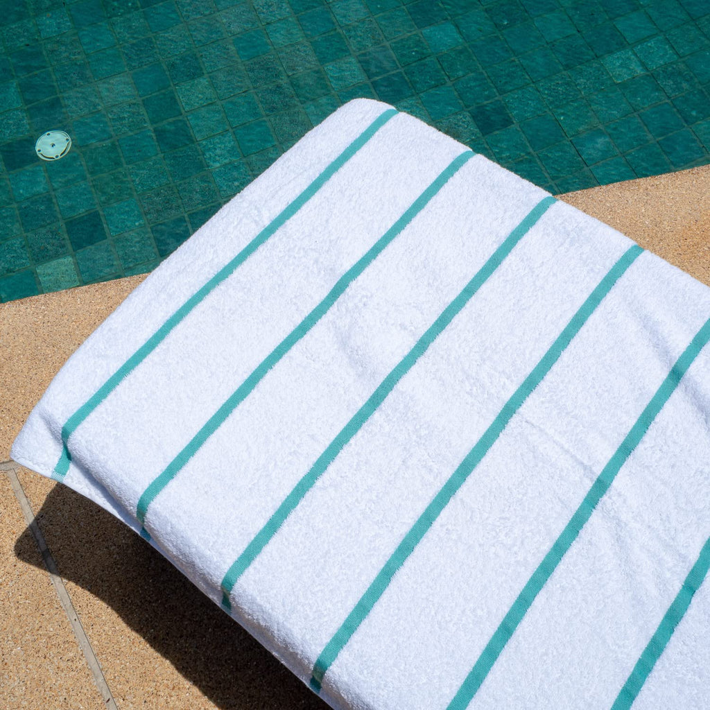 Arkwright Cotton Chaise Lounge Cover - (Pack Of 2) 100% Cotton Terry Towel Pool Chair Covers For Outdoor Beach Furniture, 30 X 85 In, Green