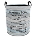 EVIHCG Rustic Bathroom Rules Laundry Basket with Handles, Funny Hygiene Reminder Farmhouse Collapsible Waterproof Laundry Hamper