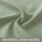 Koufall 52X45 Inches Long Sage Green Tab Top Linen Blend Curtains For Living Room