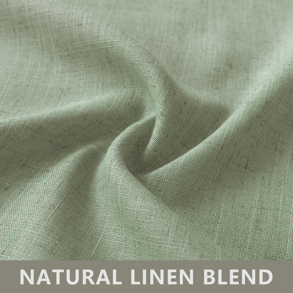 Koufall Sage Green Tab Top Linen Blend Curtains For Living Room 52X54 Inches Long