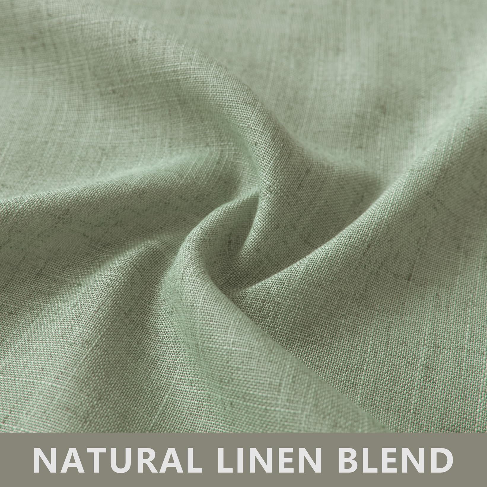 Koufall Sage Green Sheer Curtains 84 Inches Long Linen Boho Canopy Bed Curtains 84 Inch Length 2 Panels Set For Bedroom,Light Green