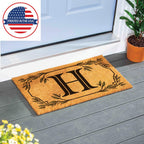 Evergreen Monogram Coir Doormat | Letter H | Front Door Mat For Outdoor Indoor Entrance | 28X16 Inches | Non-Slip Backing Doorwa