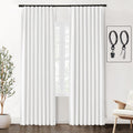 SHINELAND 102 Inch Long Curtains for Living Room,Back Tab Light Blocking White Blackout Curtains 102 Inches Long for Bedroom,Roo