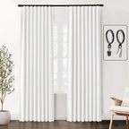 SHINELAND 102 Inch Long Curtains for Living Room,Back Tab Light Blocking White Blackout Curtains 102 Inches Long for Bedroom,Roo