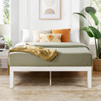 Mellow Naturalista Classic 16 Inch Solid Wood Platform Bed With Wooden Slats, White, Queen