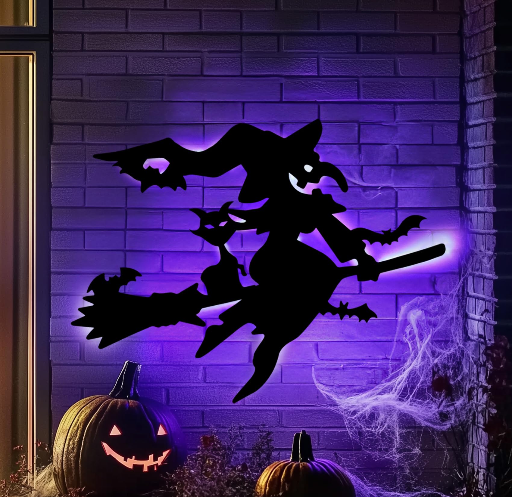 Uqje 60' Halloween Decorations Indoor Scary Halloween Silhouette With Lights For Halloween Wall Garage Door Yard Decor-Wicked W