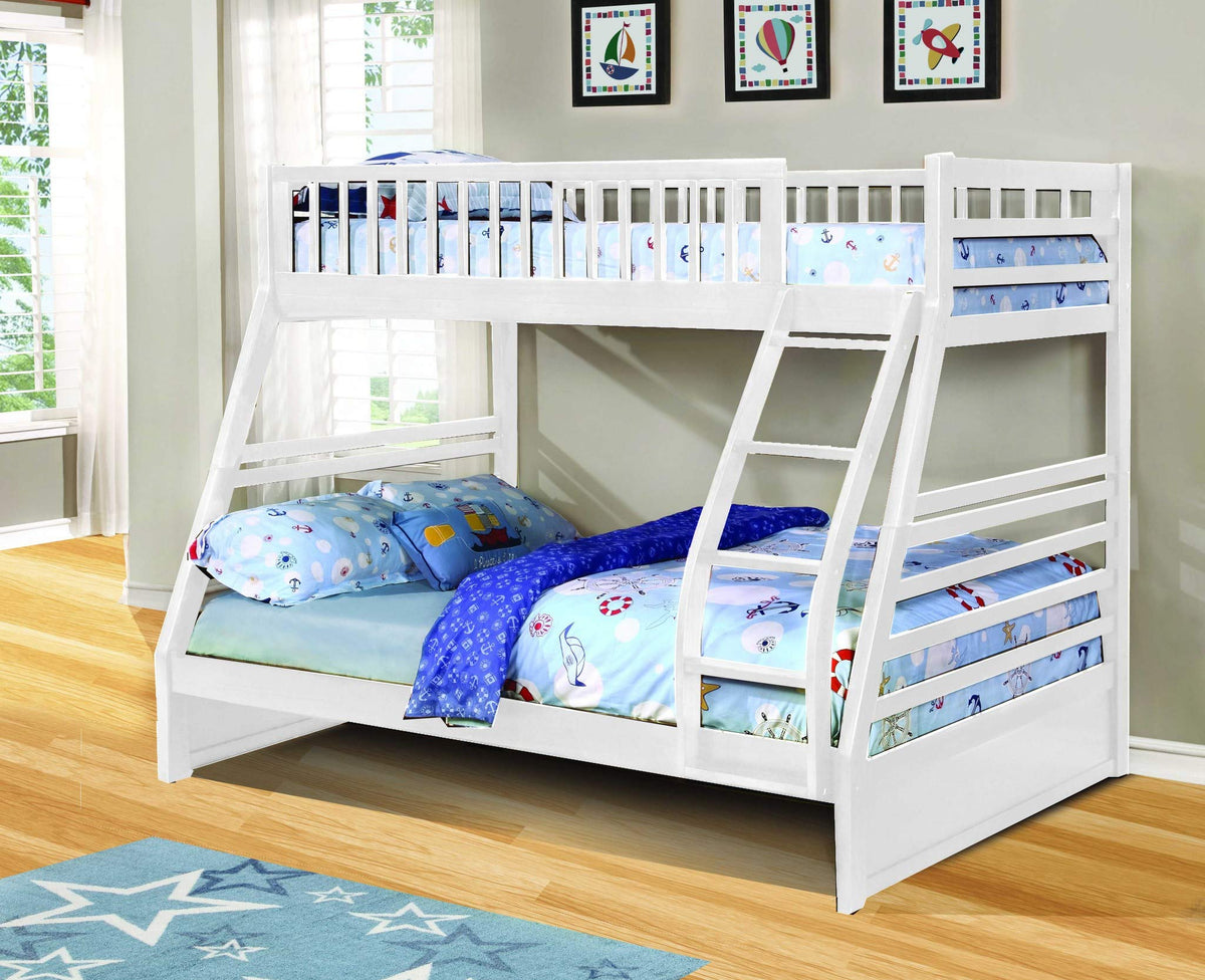 78'.75' X 42'.5-57'.25' X 65' White Manufactured Wood and Solid Wood Twin/Full Bunk Bed