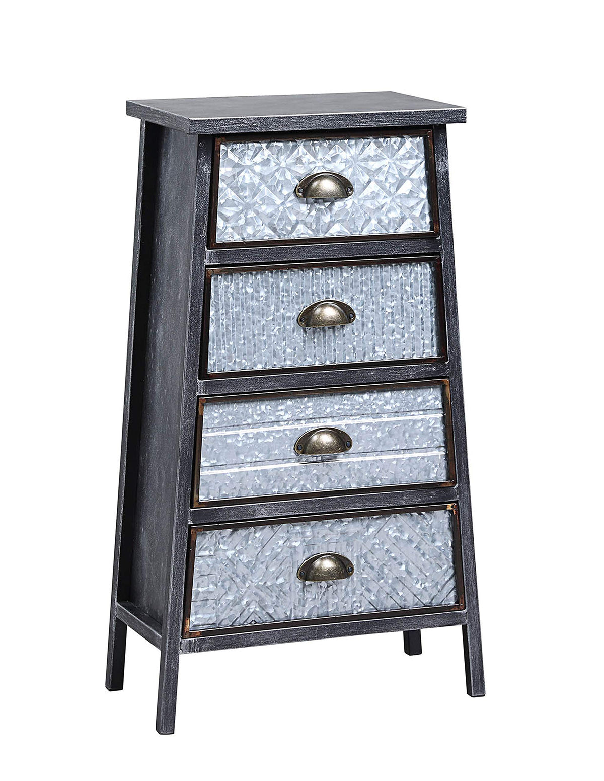 4D Concepts Armata Collection Drawer Chest, Multi Textured Metal Gray And Galvanized