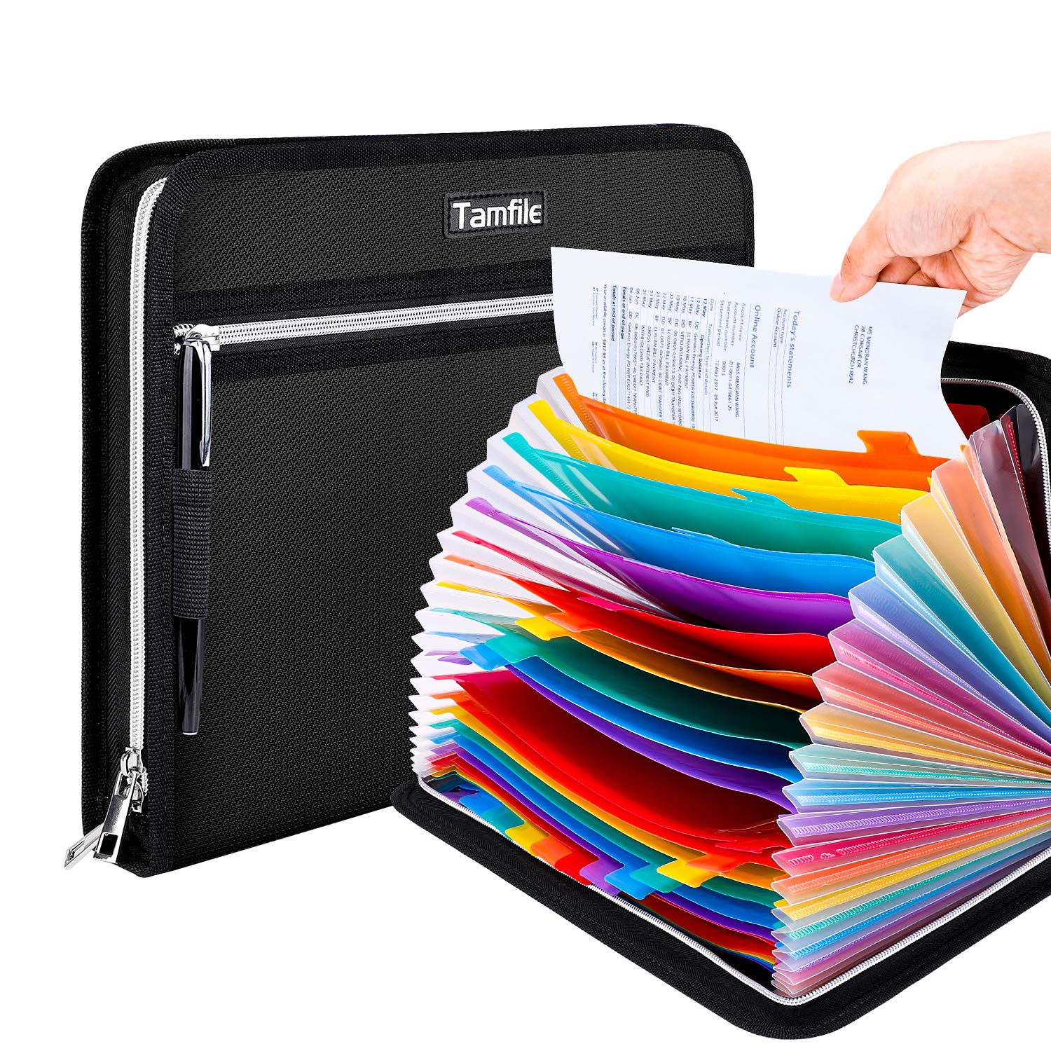 Tamfile Fireproof Waterproof Safe Expanding File Folder Accordion Document Organizer With 24 Pockets Portable Money File Bag Fil