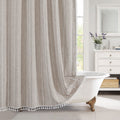 Mitovilla Boho Long Shower Curtain 72 X 78, Farmhouse 78 Inch Long Cotton Linen Fabric Shower Curtains With Tassel For Chic Cott