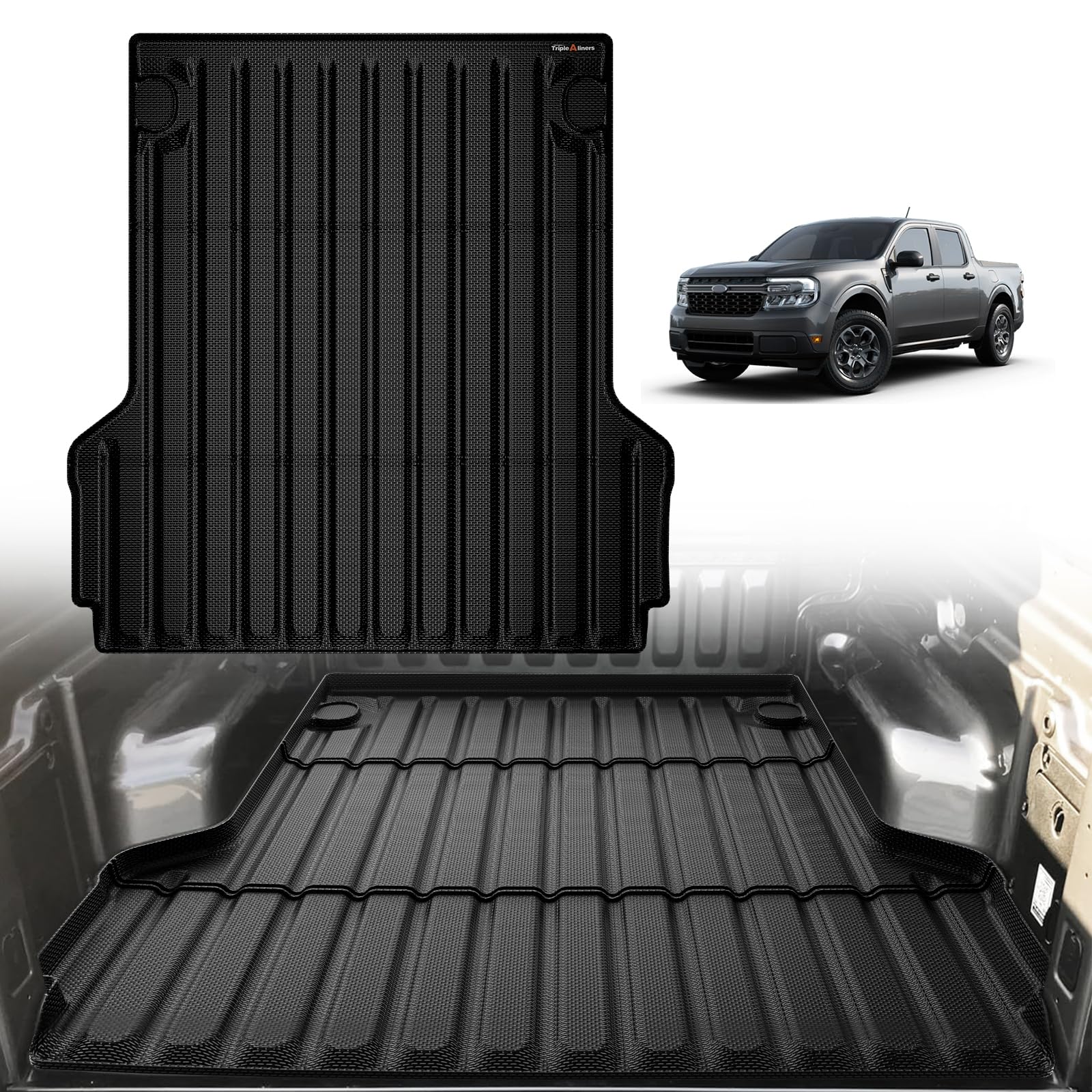Triplealiners Truck Bed Mat Compatible With 2022 2023 2024 2025 Ford Maverick Hybrid & Gas Accessories Vehicle Perfectly Flush A