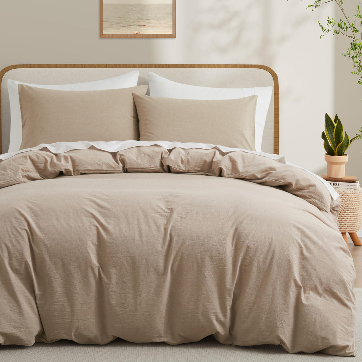 Lovque Linen Grey Duvet Cover Twin Size, 100% Washed Cotton Linen Like Bedding Set With Zipper Closure (No Comforter), 68X90 Inc