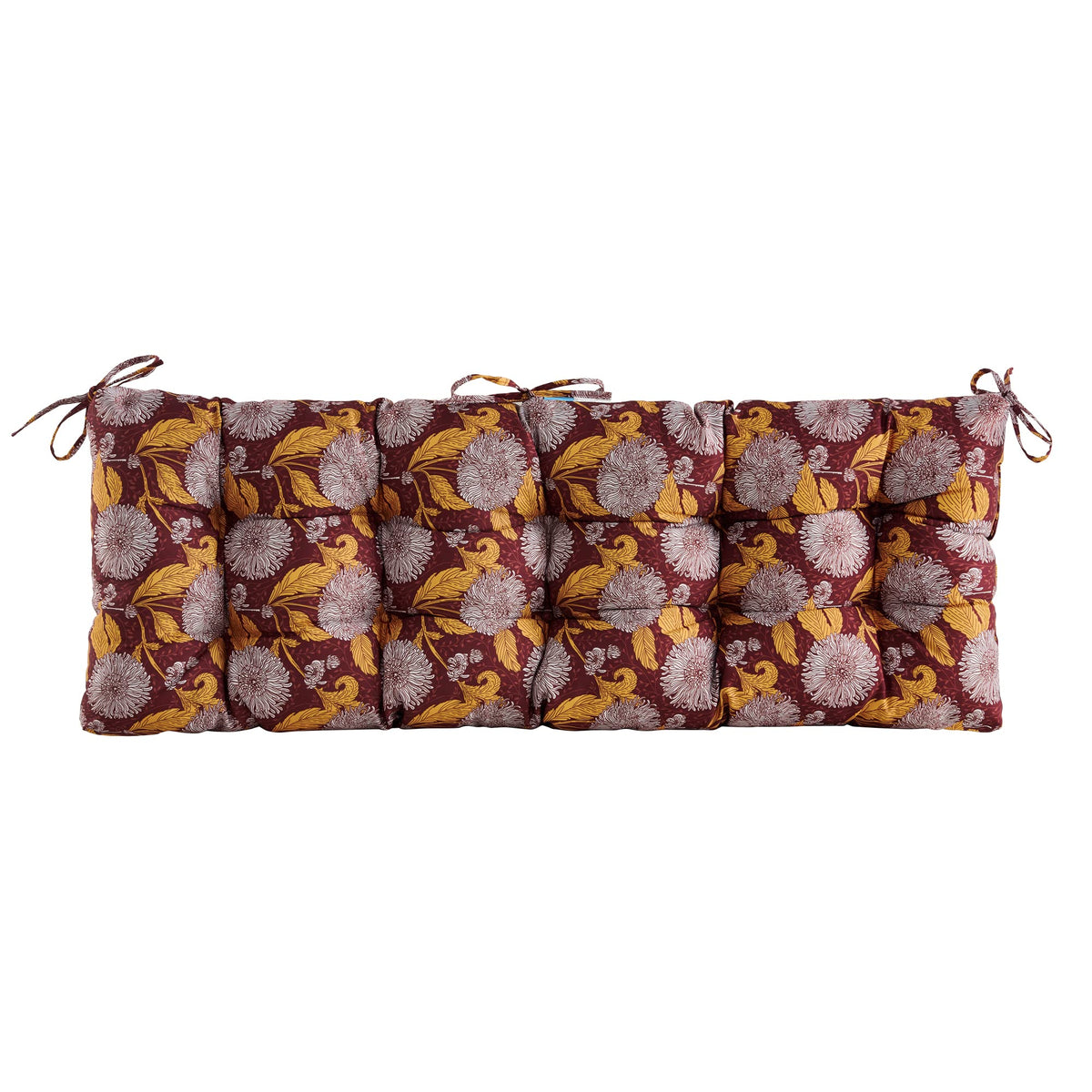 Artplan Patio Bench Tufted Cushion With Tie,Outdoor Loveseat Cushion For Gliders,48X18 Inches,Floral,Red