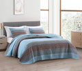 Chezmoi Collection Lincoln 3-Piece Pre-Washed Cotton Patchwork Quilt Set King - Solid Plaid Multi Striped Coverlet Set - Lightwe