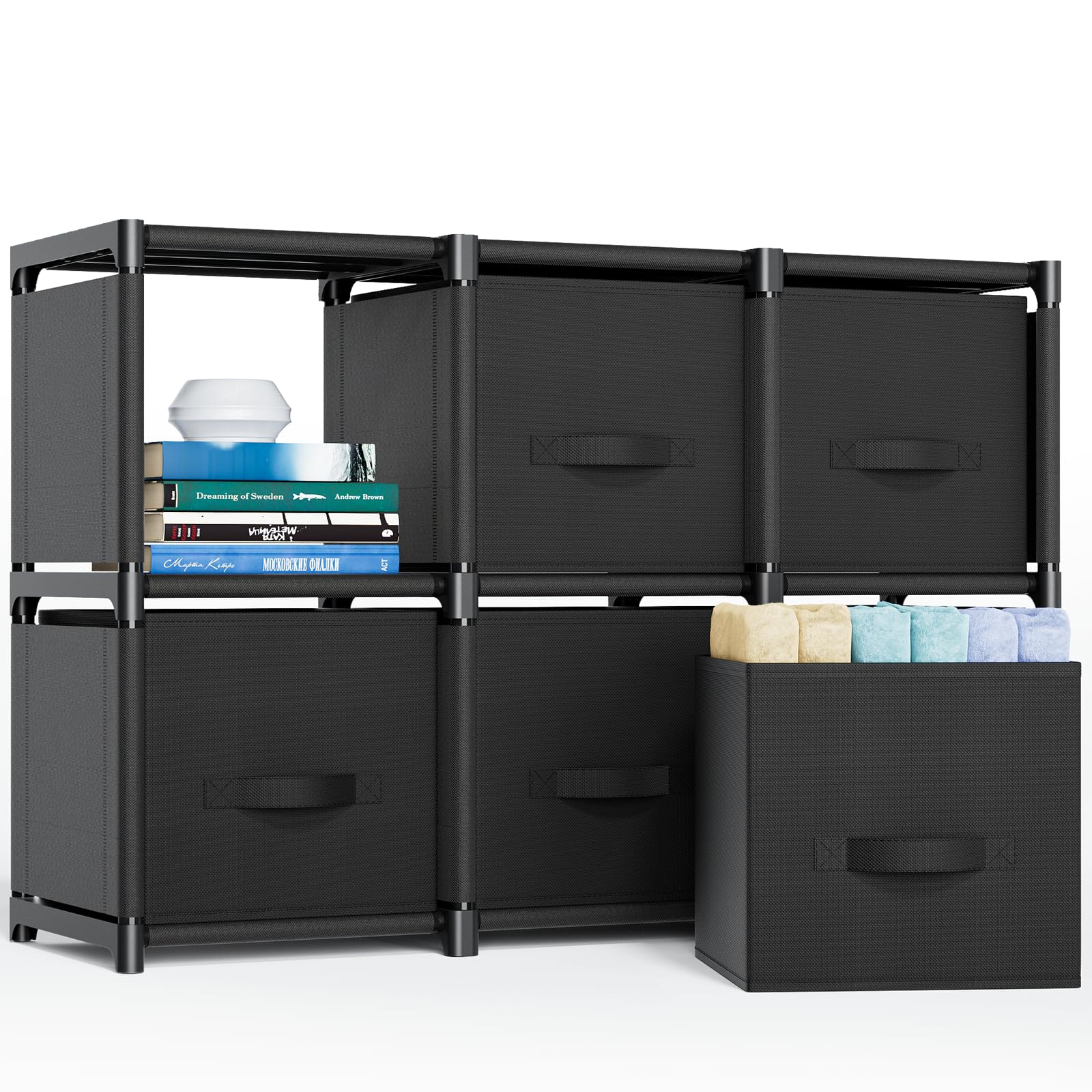 Mavivegue 6 Cube Storage Organizer, Closet Organizers and Storage, Cube Storage Shelf, Easy to Assemble with Storage Drawers, DI
