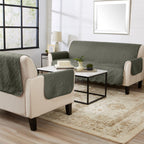 Great Bay Home Medallion Stitched Solid Furniture Protector Stain Resistant Durable Furniture Protector Elenor Collection (Sofa, Sage Green/Light Gray)